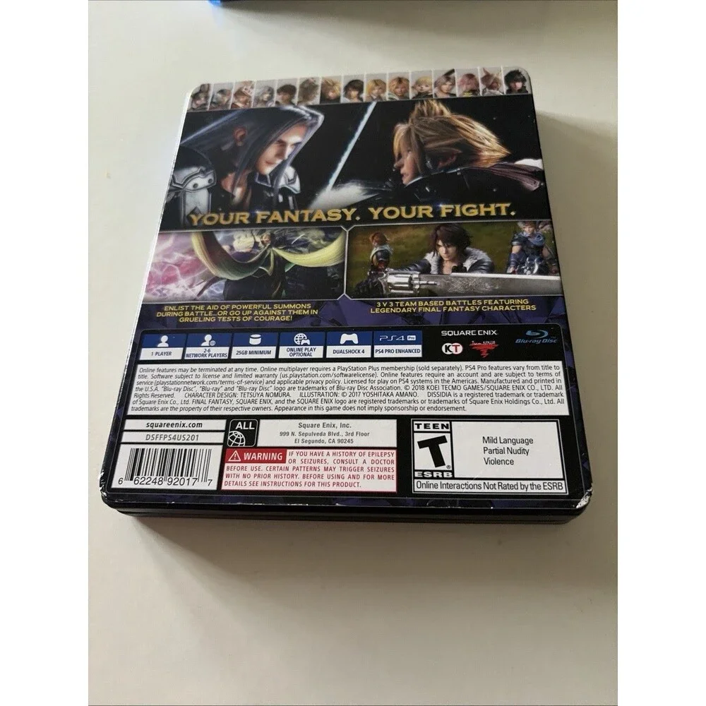 Dissidia Final Fantasy NT  Steelbook Brawler Edition W/ Slipcover PlayStation 4